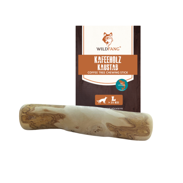 Koffiehouten kauwstaaf met zalmolie