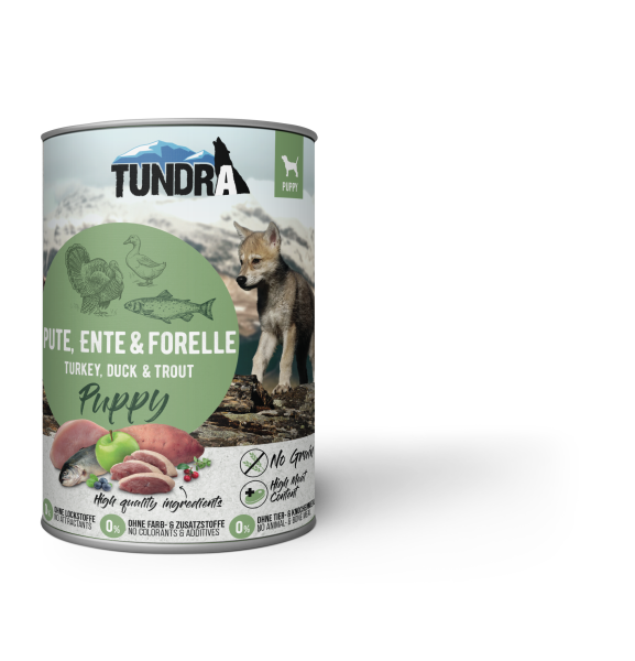 Puppy kalkoen, eend & forel